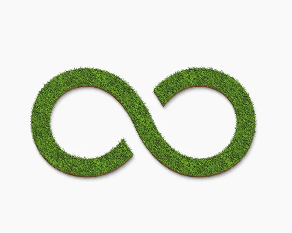 Infinity Symbol Logo Aus Grünem Gras Textur Isoliert Auf Weißem — Stockfoto