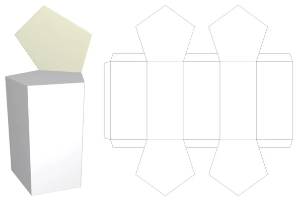 Mockup Blank White Packaging Cut Prisma Cinco Cantos Fechamento Flap — Fotografia de Stock