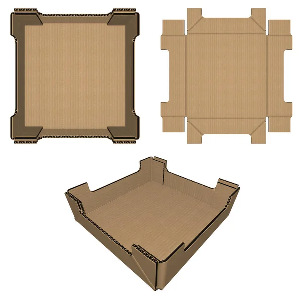 Paketleme ve kesme. Katlanabilir Tepsi. 3B resim