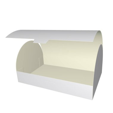 Karton paket. Yuvarlak Uç Perde Üstü. 3B resim
