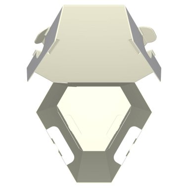 Paketleme. Altıgen Kutu Kıvrılma ve Dil. 3 Boyutlu Hazırlama