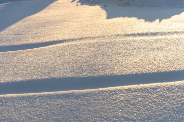 Fundo Inverno Com Textura Neve Pôr Sol Closeup — Fotografia de Stock