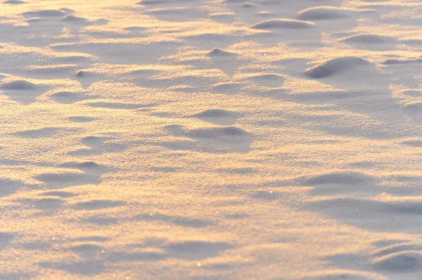 Sfondo Invernale Con Texture Neve Sul Primo Piano Tramonto — Foto Stock