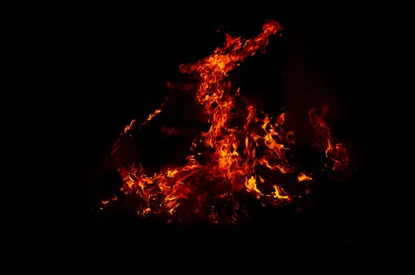 Flame Fire Black Background — Stock Photo, Image