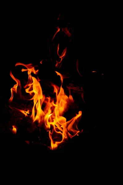 Flame Fire Black Background — Stock Photo, Image