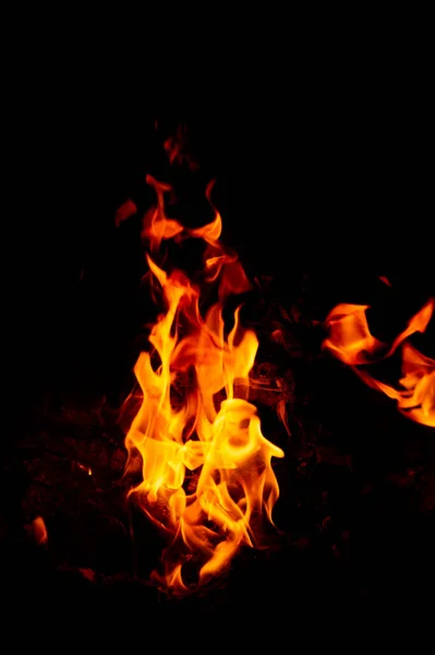 Flame Fire Black Background — Stock Photo, Image