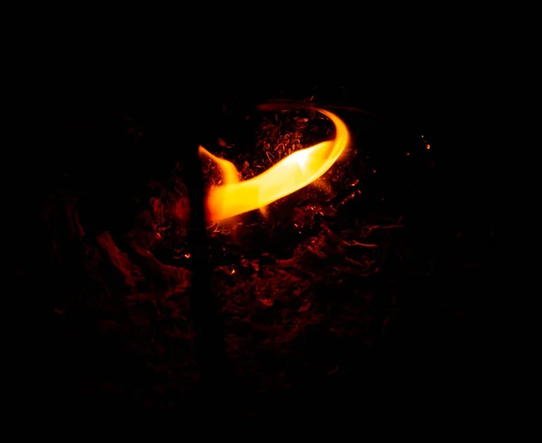 Flamme Feu Sur Fond Noir — Photo