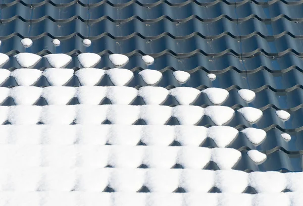 snow on the roof of houses