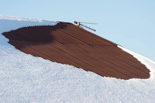 Snö Taket Hus — Stockfoto