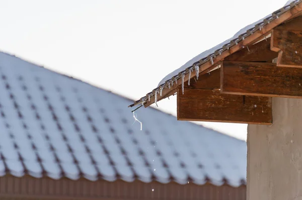 Neige Sur Toit Des Maisons — Photo