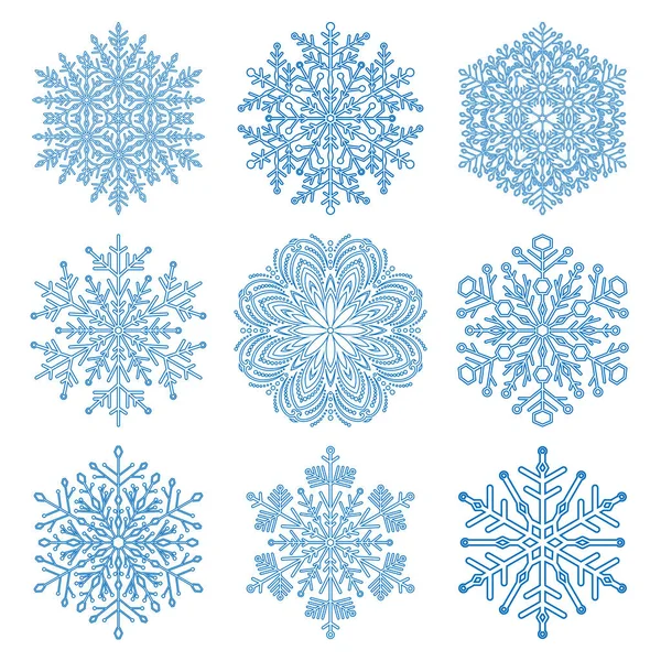 Conjunto de copos de nieve Vector — Vector de stock