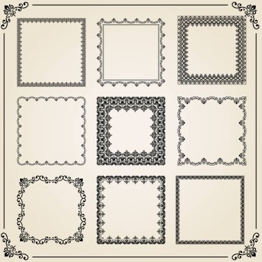 Vintage kare öğeleri kümesi