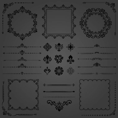 Vector Yatay, Kare ve Yuvarlak Elementlerin Vintage Kümesi