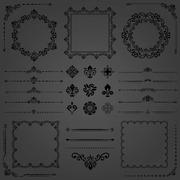 Vintage Set of Vector Horizontal, Square and Round Elements — Stock Vector