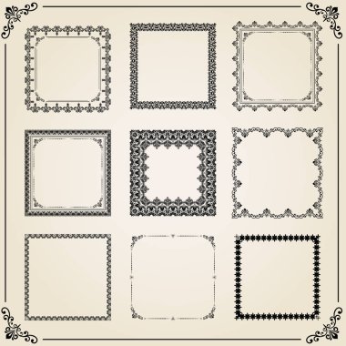 Vector Square Elementlerinin Vintage Kümesi