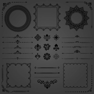 Vector Yatay, Kare ve Yuvarlak Elementlerin Vintage Kümesi