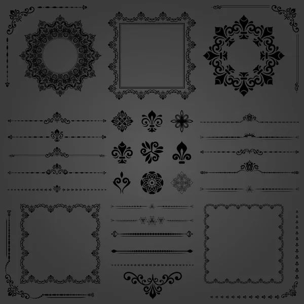 Ensemble Vintage d'éléments horizontaux, carrés et ronds vectoriels — Image vectorielle