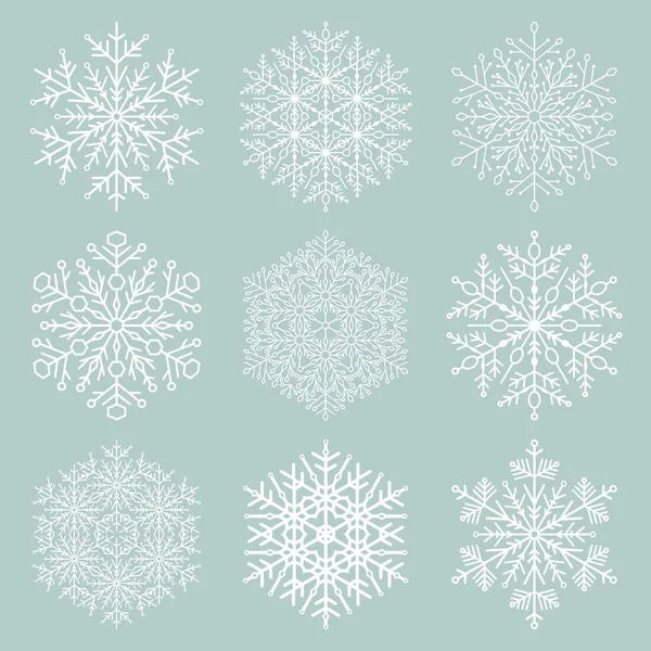 Conjunto de copos de nieve Vector — Vector de stock