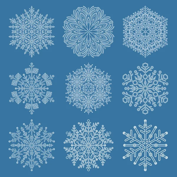 Conjunto de copos de nieve Vector — Vector de stock