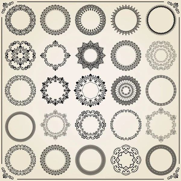 Vintage Set von Vektor-runden Elementen — Stockvektor