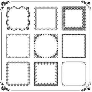 Vector Yatay, Kare ve Yuvarlak Elementlerin Vintage Kümesi