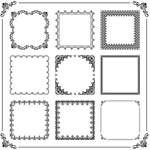 Vintage Set aus horizontalen, quadratischen und runden Elementen — Stockvektor