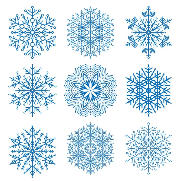 Conjunto de copos de nieve Vector — Vector de stock