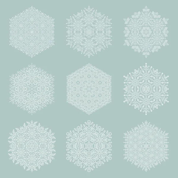 Ensemble de flocons de neige vectoriels — Image vectorielle