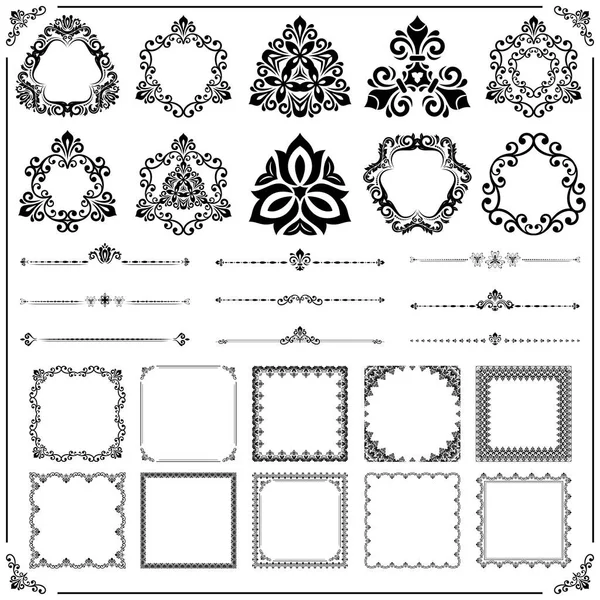 Vintage Set of Vector Horizontal. Square and Round Elements — Stock Vector