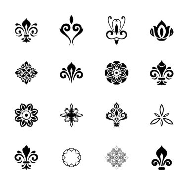 Vektör Yuvarlak Elementlerinin Vintage Kümesi