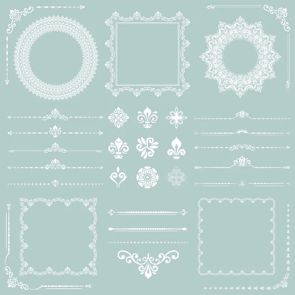 Vintage Set of Vector Horizontal. Square and Round Elements — Stock Vector