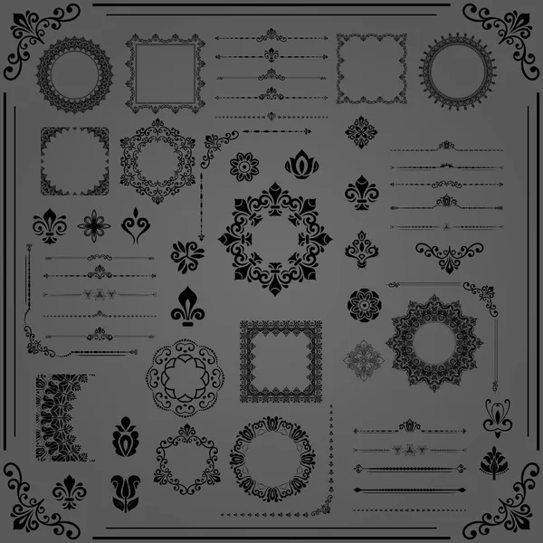 Vintage Set of Vector Horizontal, Square and Round Elements — Stock Vector