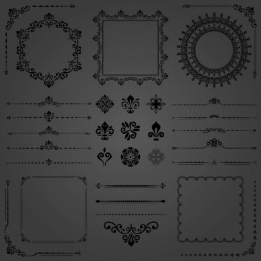 Vector Yatay, Kare ve Yuvarlak Elementlerin Vintage Kümesi