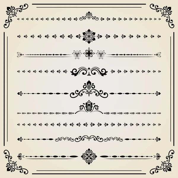 Conjunto vintage de elementos horizontales de ector — Vector de stock