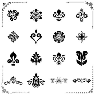 Vektör Yuvarlak Elementlerinin Vintage Kümesi