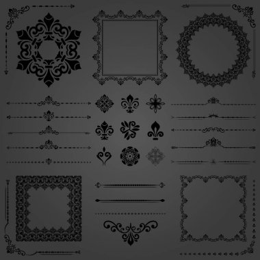 Vector Yatay, Kare ve Yuvarlak Elementlerin Vintage Kümesi