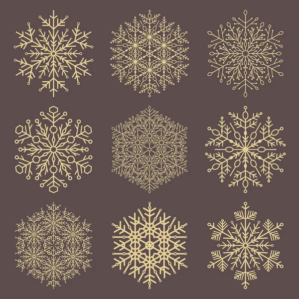 Ensemble de flocons de neige vectoriels — Image vectorielle