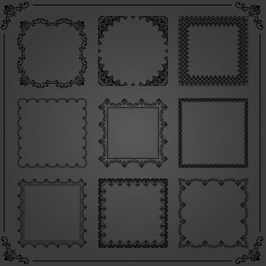 Vector Yatay, Kare ve Yuvarlak Elementlerin Vintage Kümesi