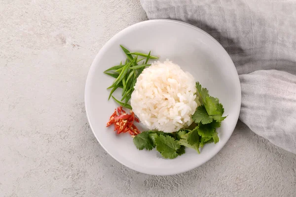 Ryż Gotowany Porcja Ryżu Przyprawą — Zdjęcie stockowe