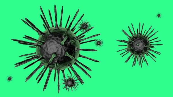 mikrobe virus covid-19 created as 3D graphics. background full of viruses and pathogens. worldwide pandemic of coronavirus like flu. colorful