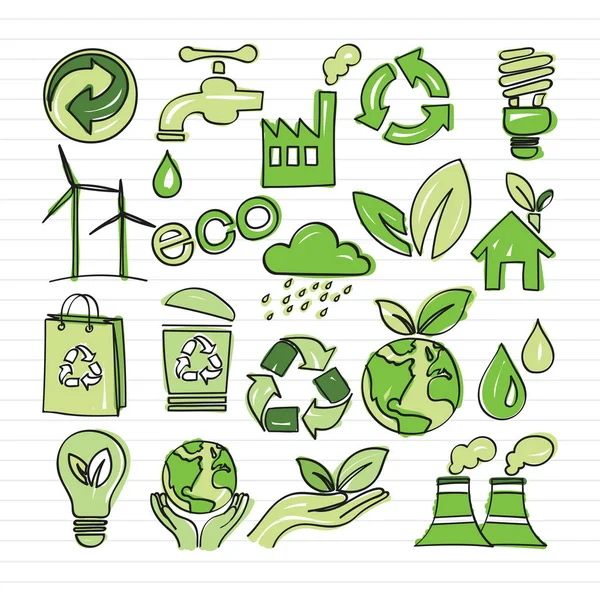 Eco doodle wektor — Wektor stockowy