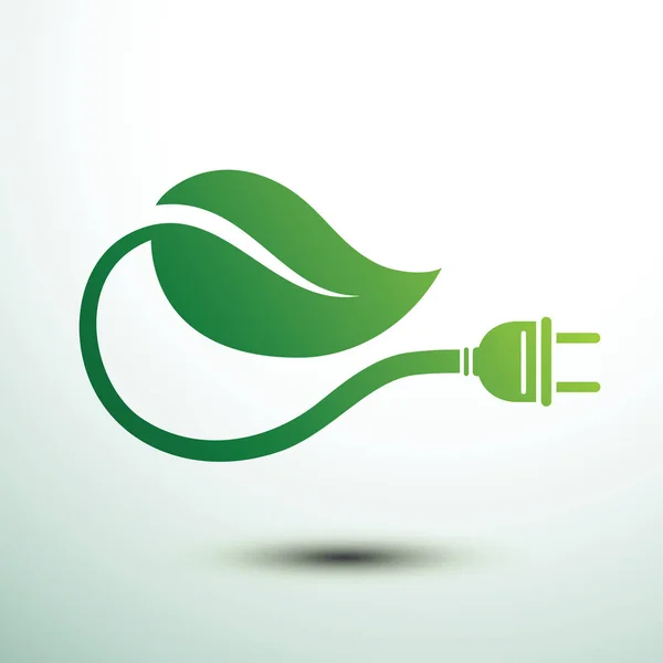 Green eco power plug — Stock vektor