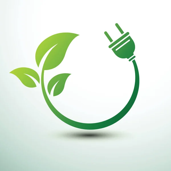 Groene eco power plug ontwerp — Stockvector