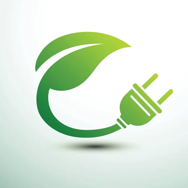 Green eco power plug design — Stock vektor
