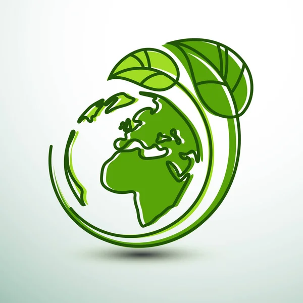 ベクトル図の葉緑の地球概念 — ストックベクタ