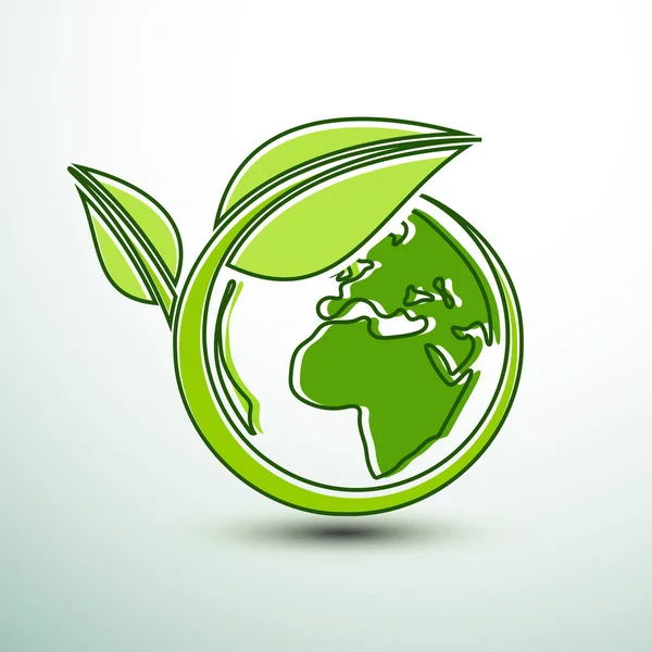 ベクトル図の葉緑の地球概念 — ストックベクタ