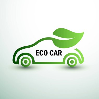 Yaprak sembollü yeşil sürüş konsepti, vektör illüstrasyonu