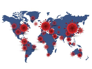Covid 19 haritasının illüstrasyonu dünya çapında vaka raporlarını doğruladı. Coronavirus hastalığı durumu 2020 yılında dünya çapında güncellendi. Haritalar koronavirüsün beyaz arkaplan, vektör illüstrasyonuna nerede yayıldığını gösteriyor.