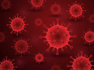 Kırmızı zemin üzerinde kırmızı bir grup tarafından temsil edilen virüs enfeksiyonu tıbbi sembolü, vektör çizimi
