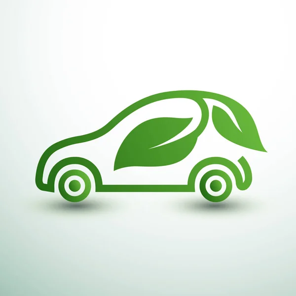 Eco Bil Koncept Grön Enhet Med Blad Symbol Vektor Illustration — Stock vektor